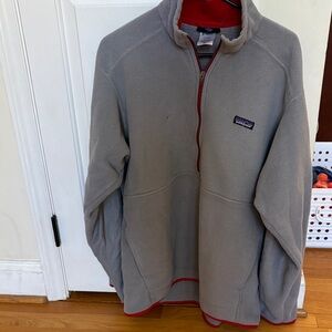 Patagonia Gray and Red Fleece half zip Pullover